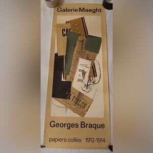 Georges Braque, Galerie Maeght,Paris expo poster, "Papiers Collés" 1912-1914.